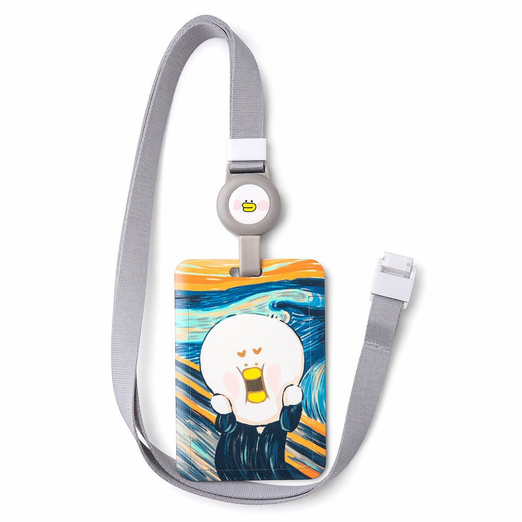 Art Parody Badge Holder with Retractable Lanyard C