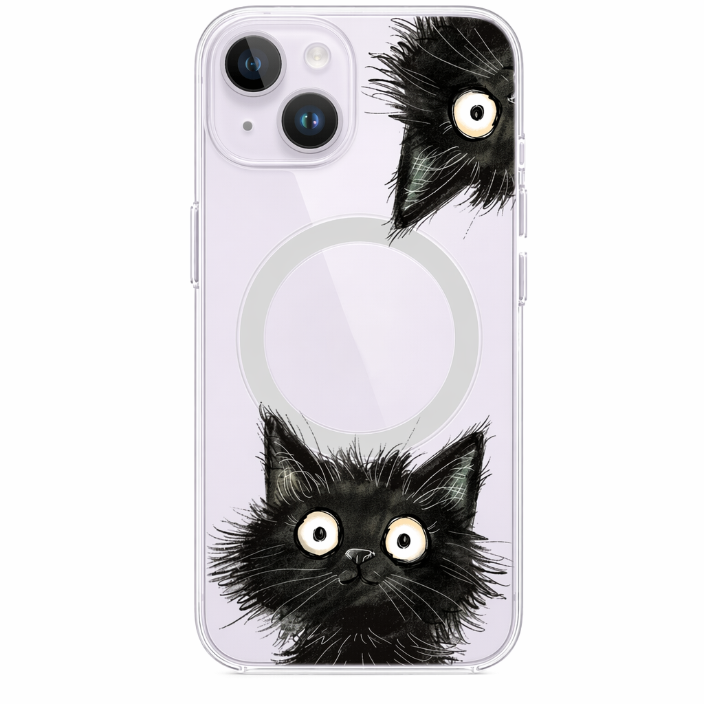 Inquisitive Magnetic Clear Cat iPhone Case Default