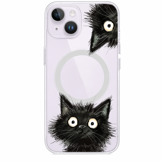 Inquisitive Magnetic Clear Cat iPhone Case Default