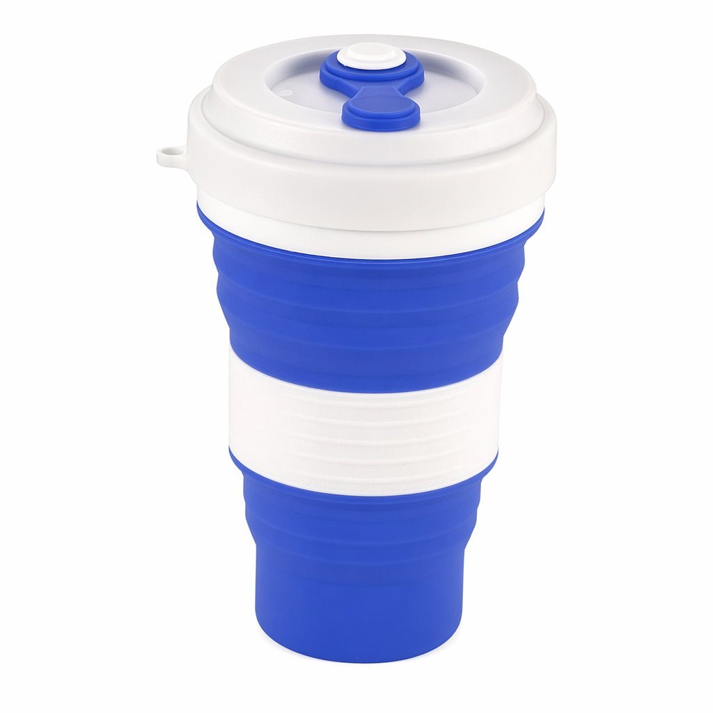 Innovative Collapsible Silicone Coffee Mug for Travel Blue