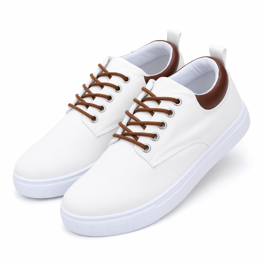 Breathable Lace-Up Casual Shoes for Men White