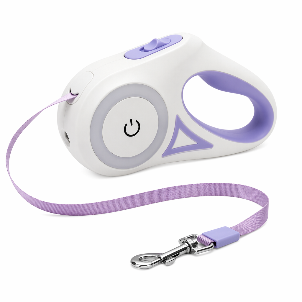 Retractable Illuminating Dog Leash Purple