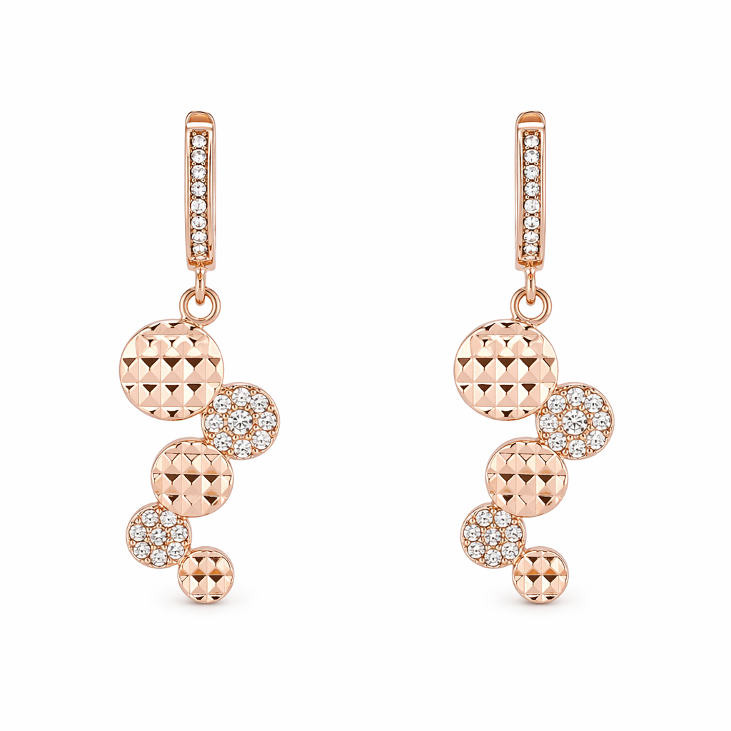 14K Gold Pin Rose Gold Crystal Fion Circle Coin Earrings Default