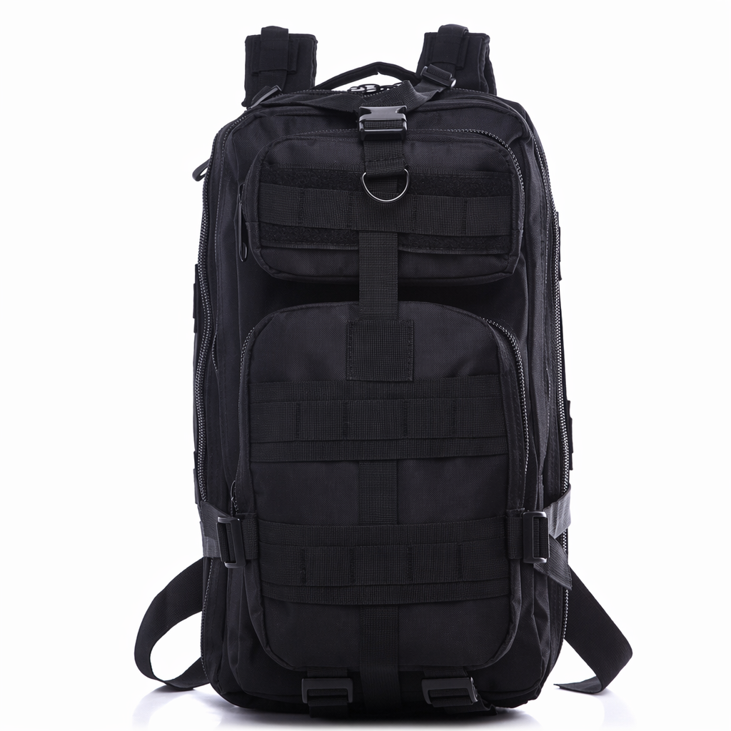 Waterproof Outdoor Backpack for Hiking and Camping with Military-Inspired Design Black