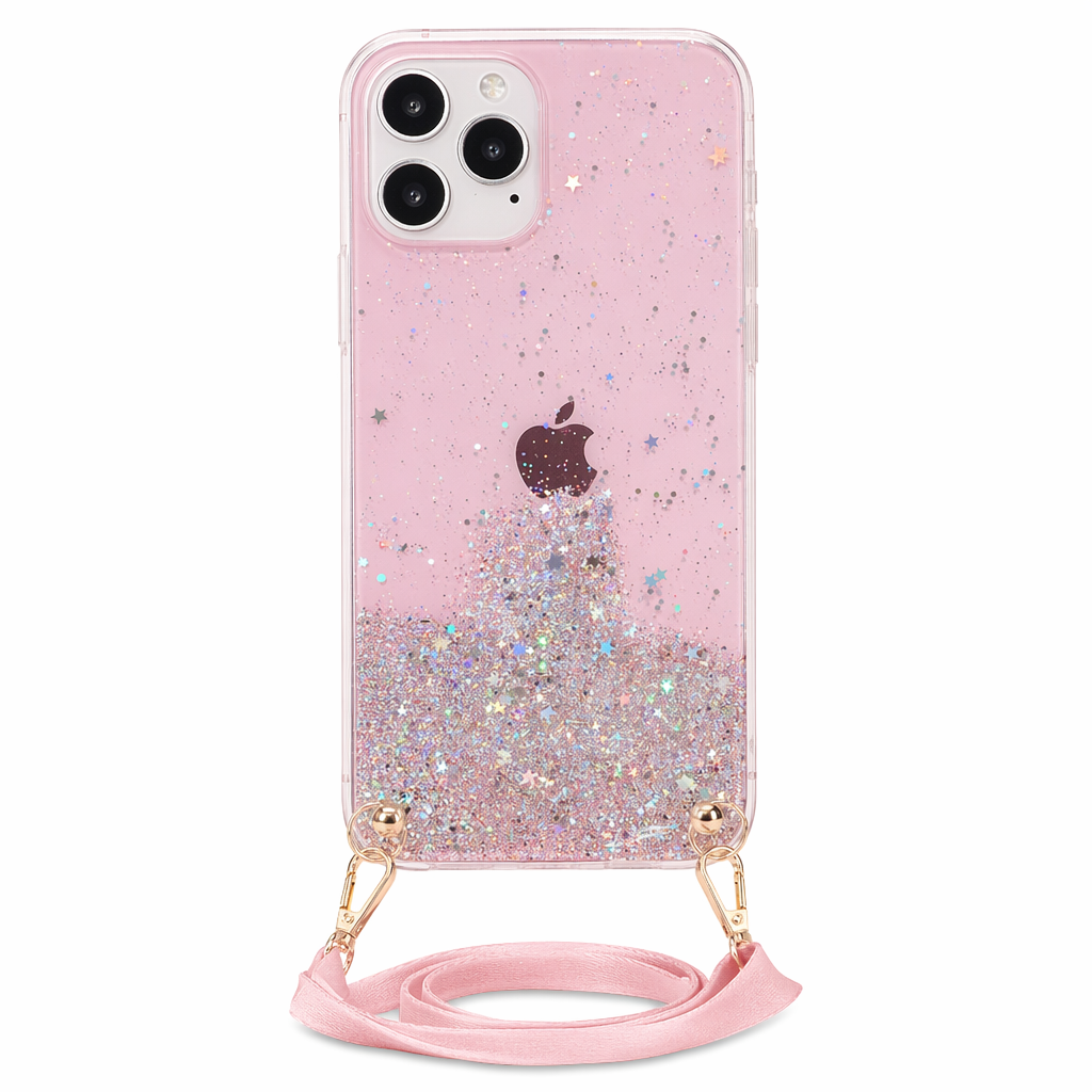 Glittery Guarding Cover for iPhone with Lanyard Default