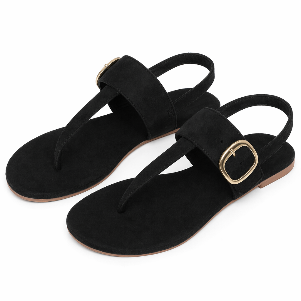 Buckled Women's Flip-Flops Black
