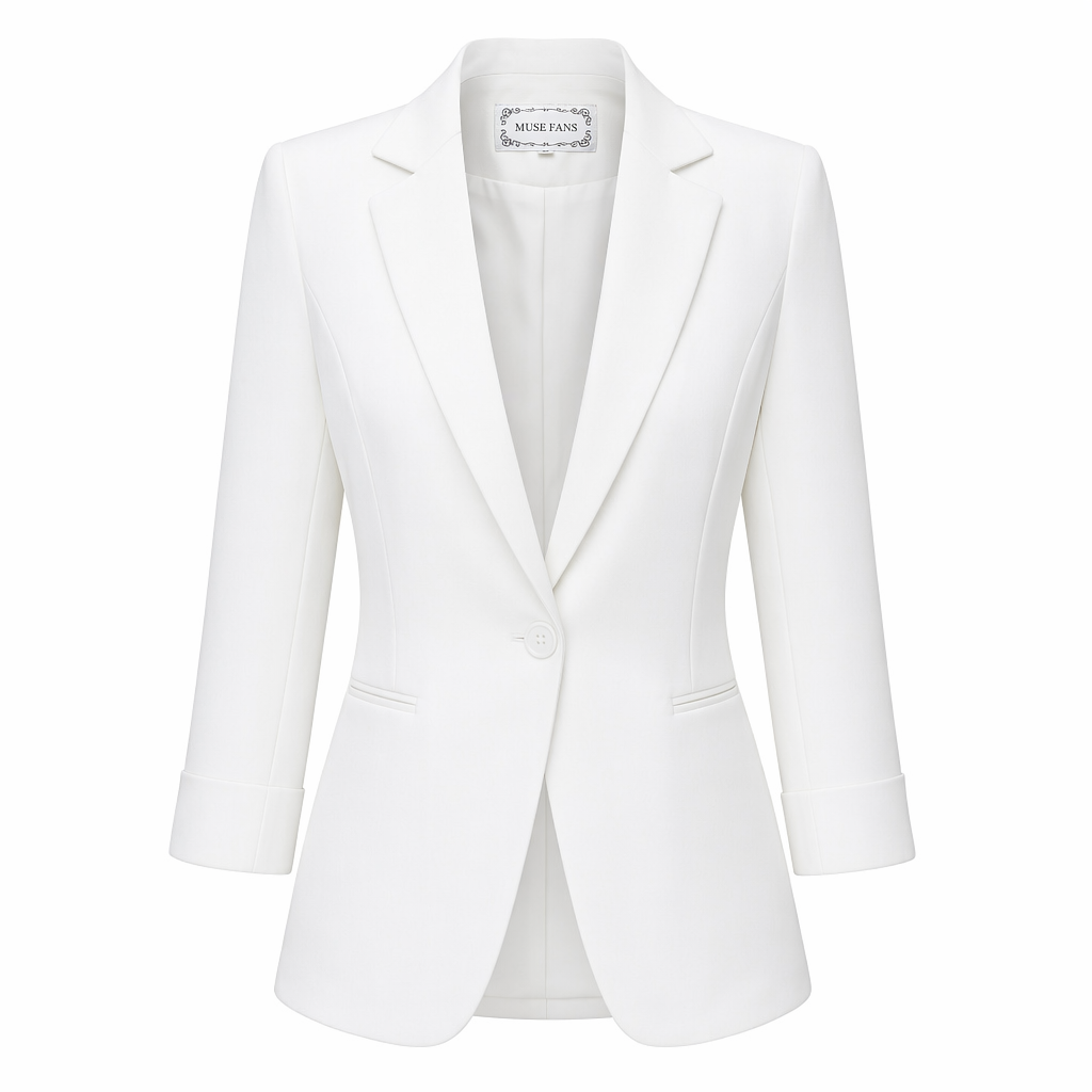 Slim Fit One-Button Women's Professional Attire White