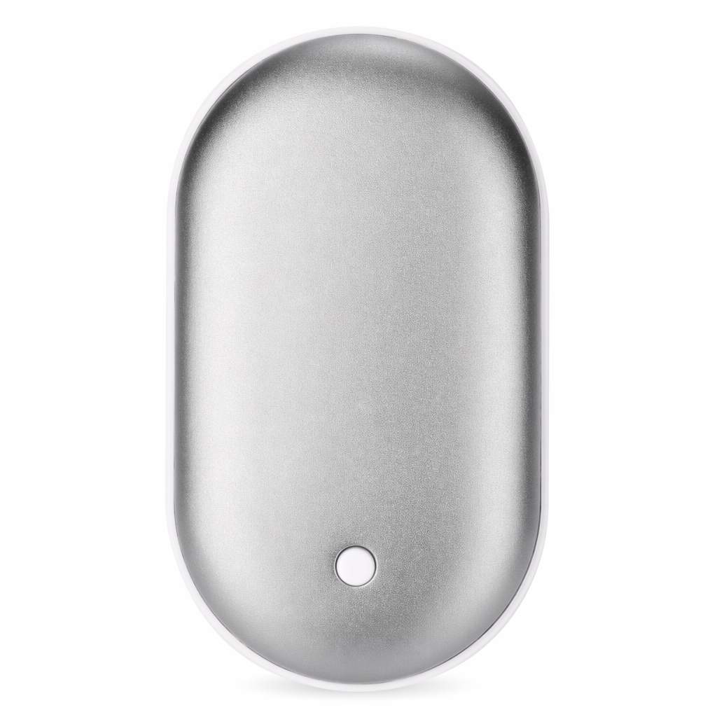 USB Egg-Shaped Hand Warmer - Take Warmth Anywhere You Go! Silver