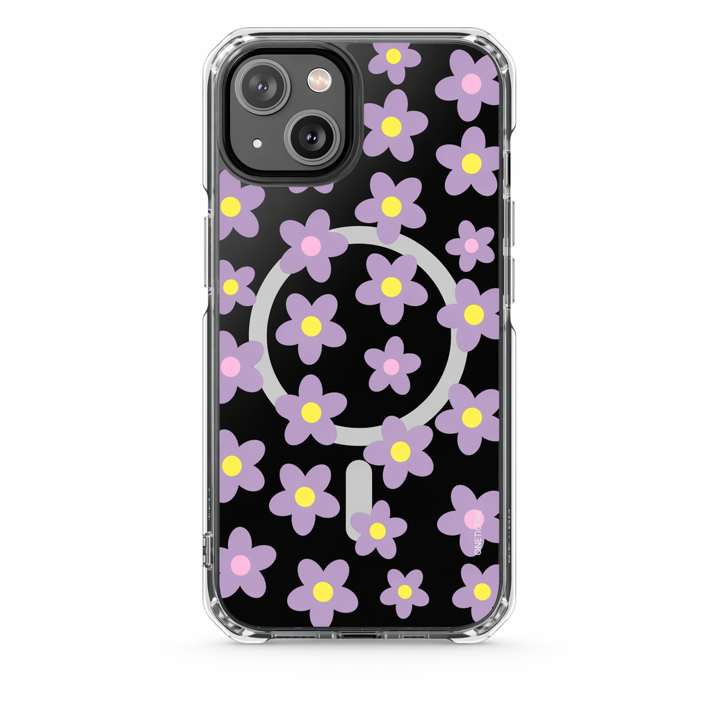 Magnetic Clear Case for iPhone Series with Purple Daisy Design Default
