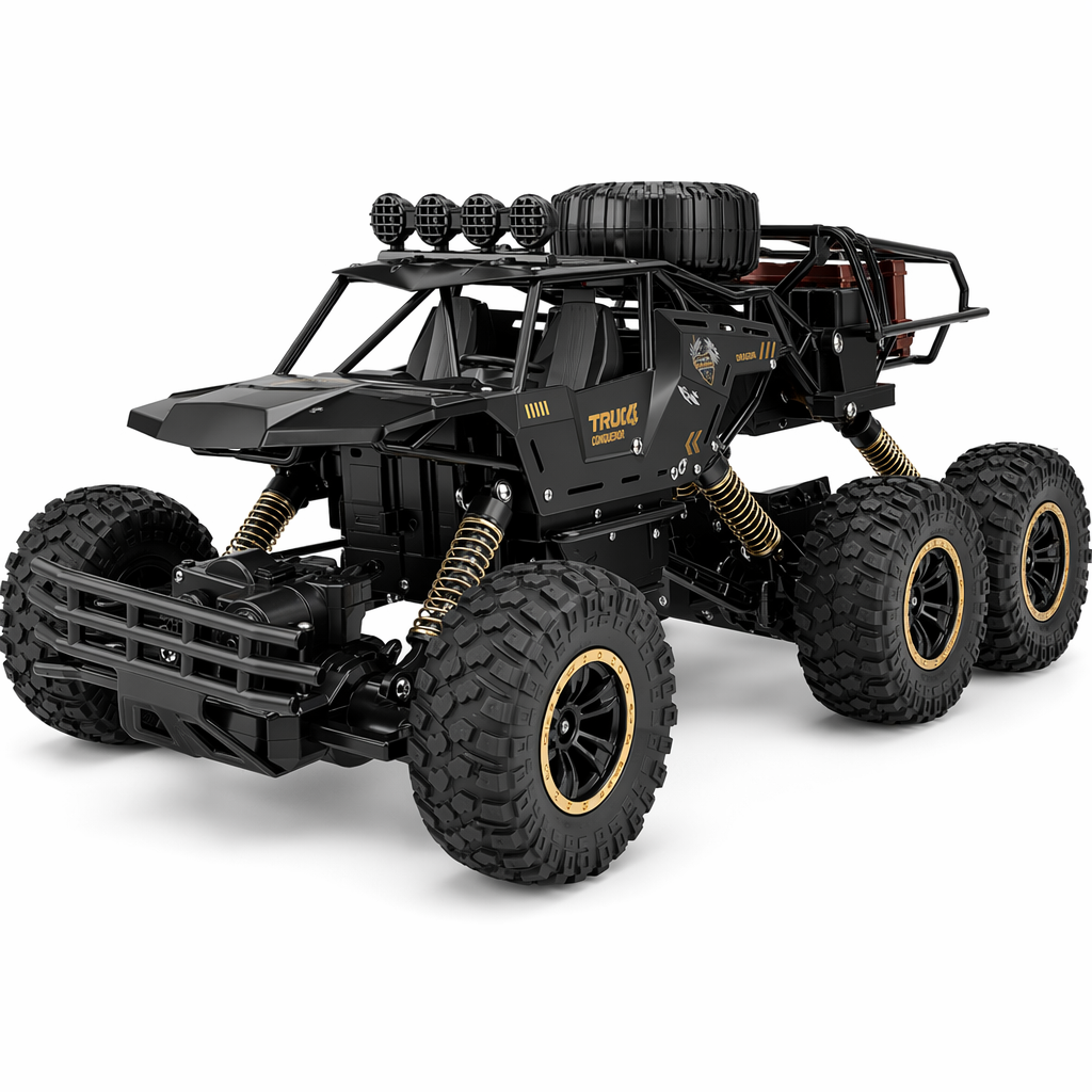 High Speed 1/12 Scale 4WD Monster Truck with 6 Wheels and Remote Control - Dragon Edition Black