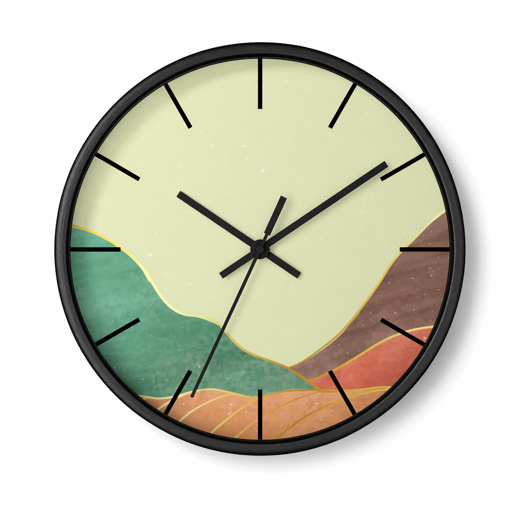 Mountain Serenity Wall Clock Black