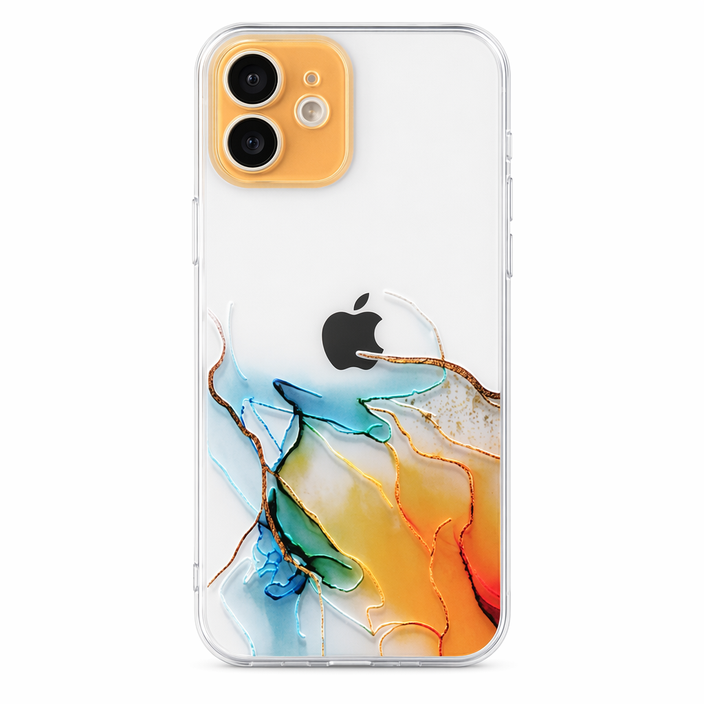 Clear Watercolor Case for iPhone Orange