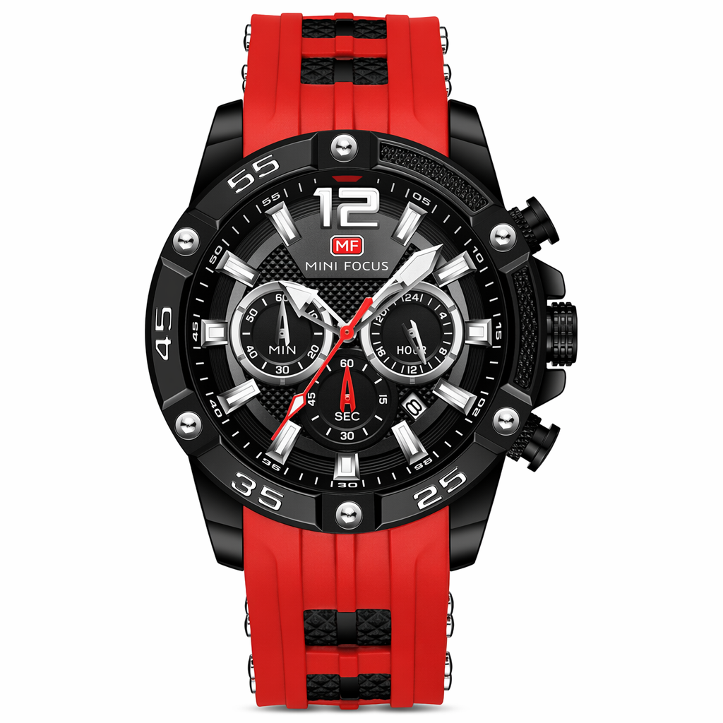 Waterproof Chronograph Watch for Men Red