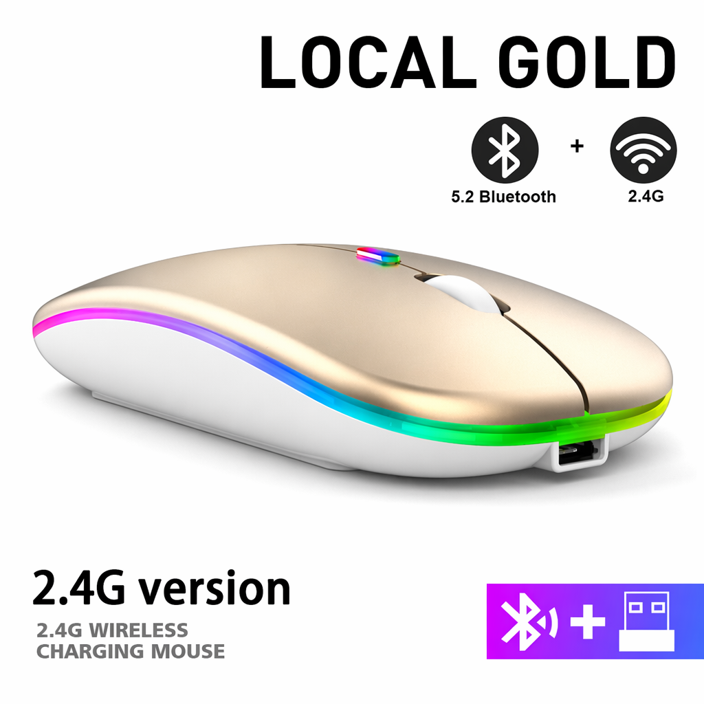 Wireless Bluetooth Mouse with RGB Functionality Gold