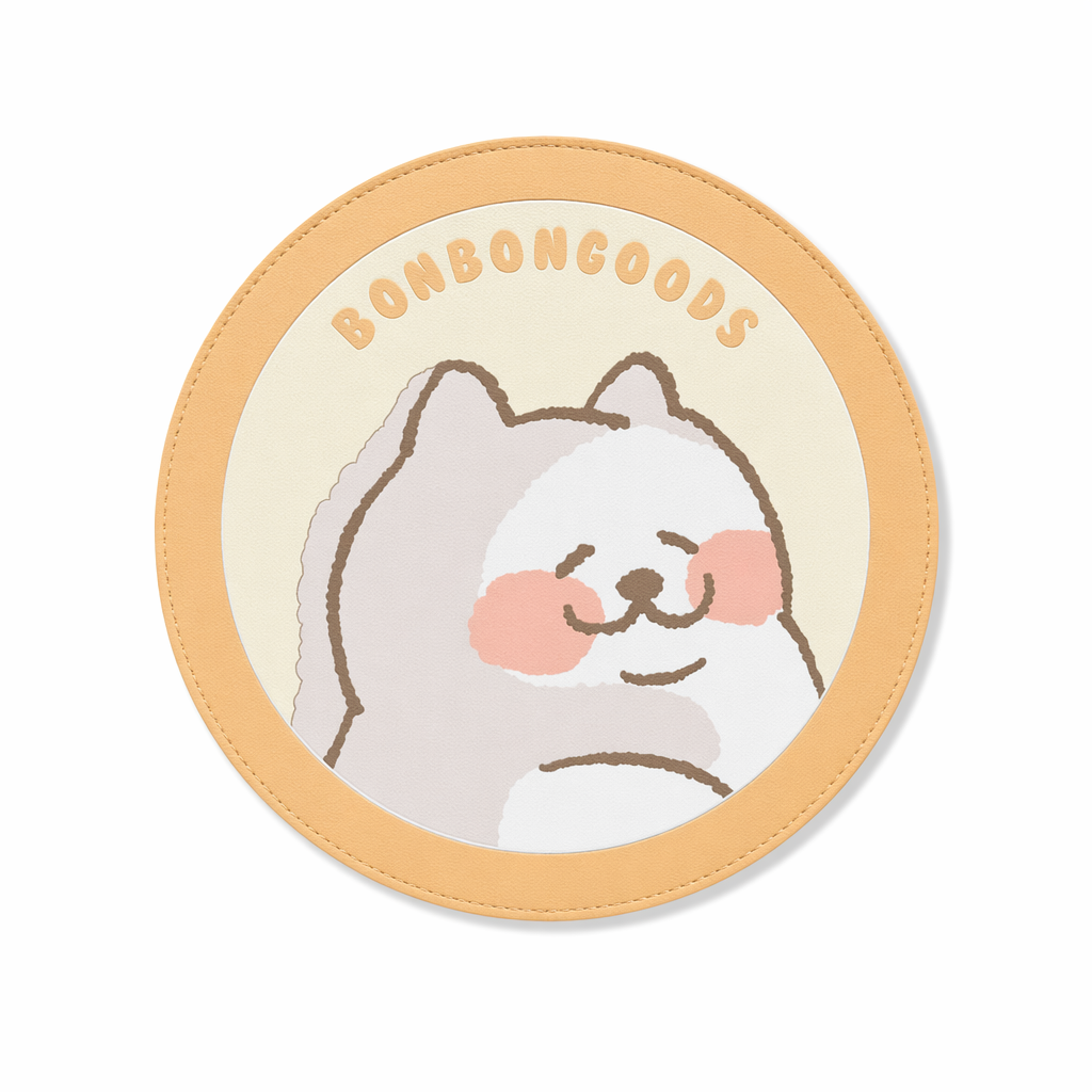 BonBonGoods PU Leather Gaming Mousepad Smiling Cat
