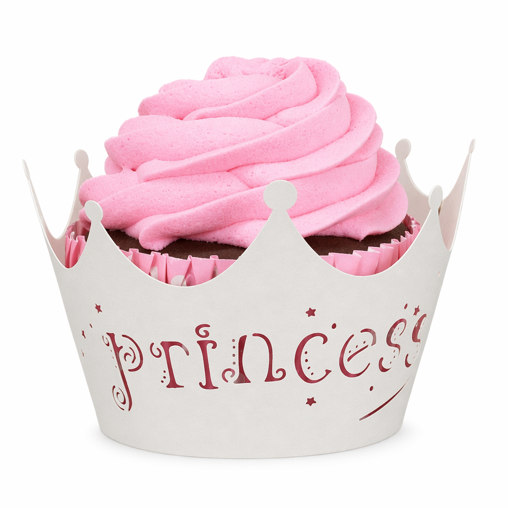 Lace Cupcake Muffin Wrapper - 100 pcs - Imperial Crown Design - Laser Cut Gray