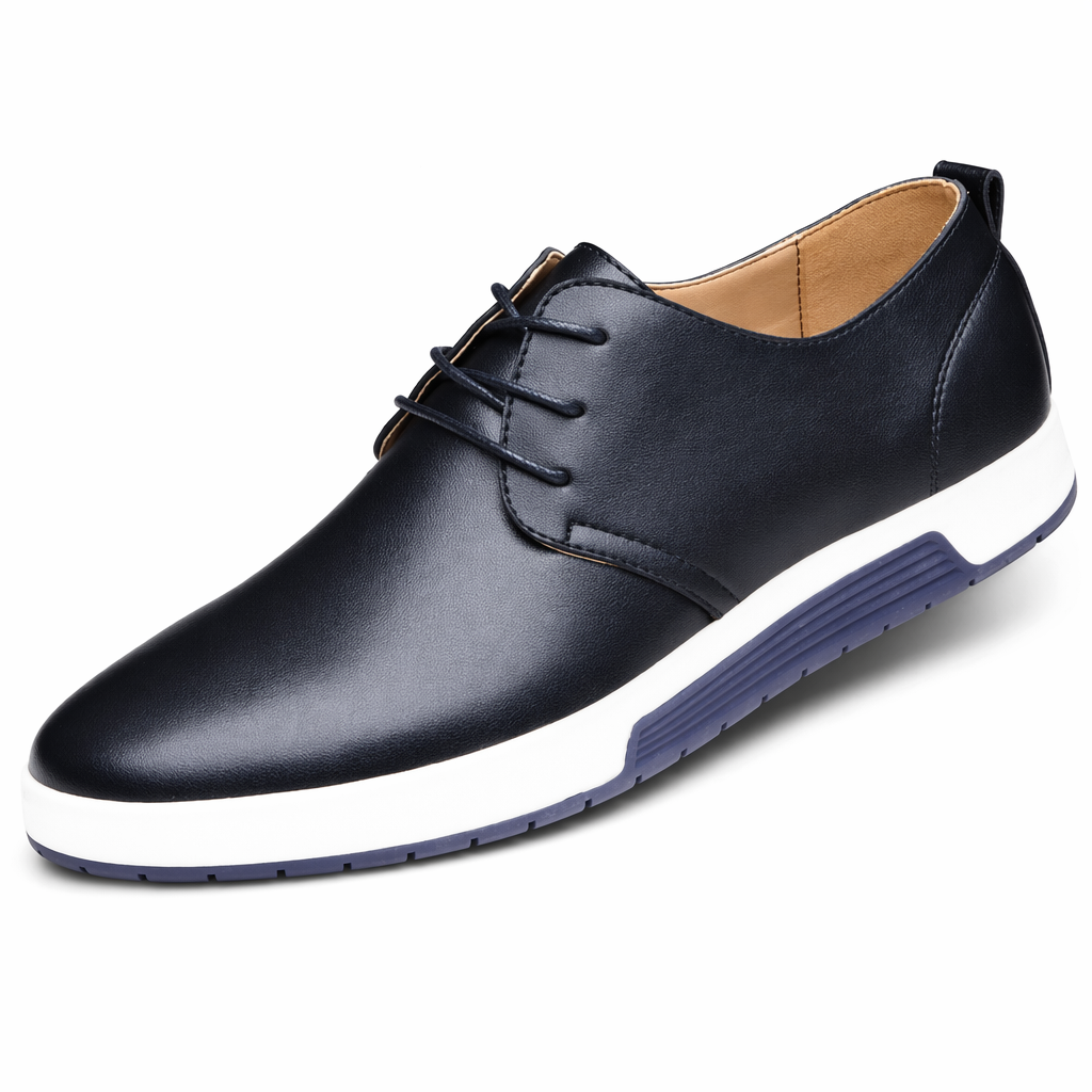 Leather Lace-Up Shoes for Men's Everyday Wear Black