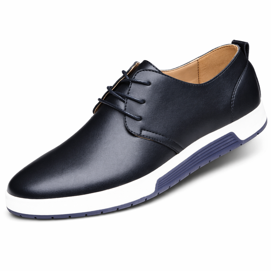 Leather Lace-Up Shoes for Men's Everyday Wear Black