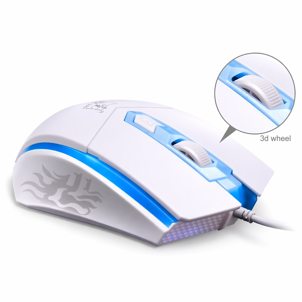 Gaming Keyboard and Mouse Set for Ninja and Dragon Enthusiasts in White and Knightly Design Default