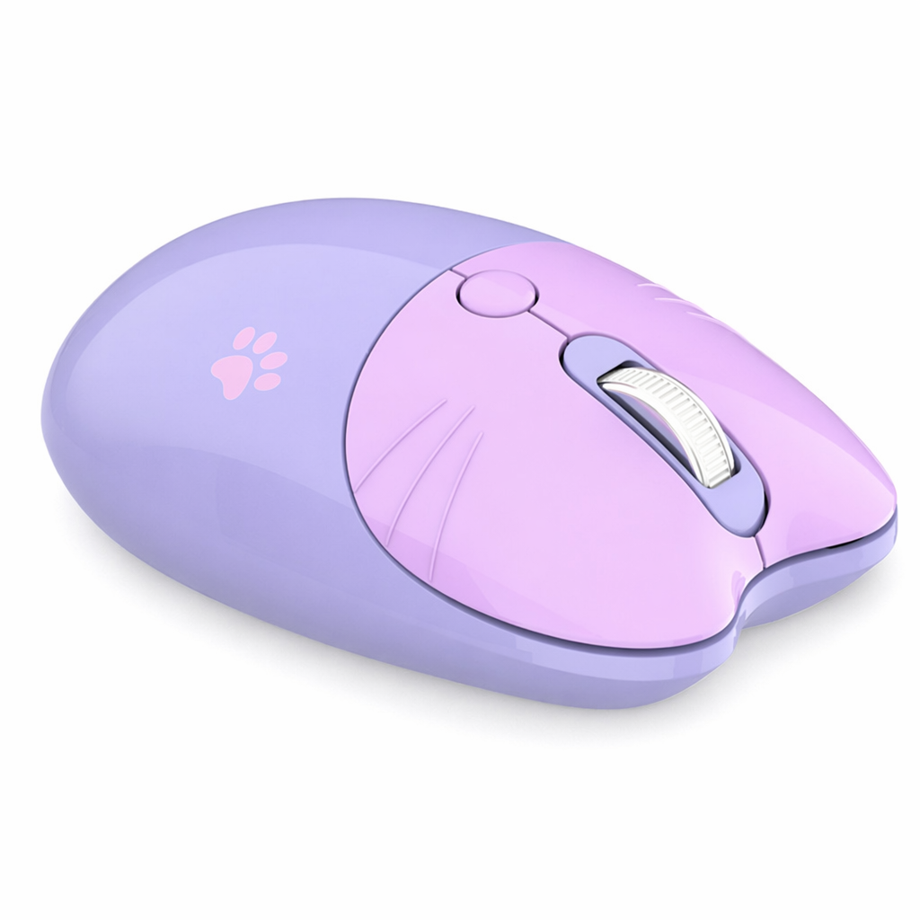 Cute Bluetooth Wireless Mouse in Pastel Purple