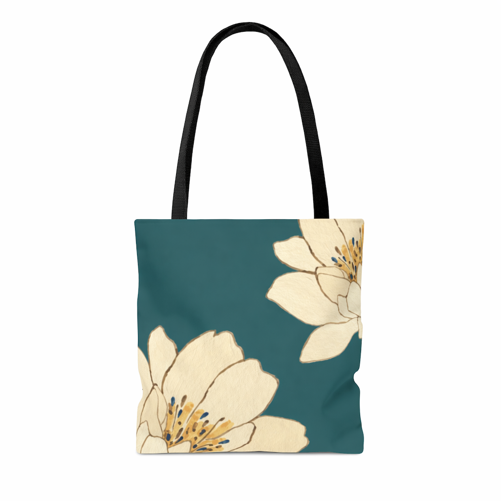 Medium Green Floral Beach Tote Bag - Shopper Default