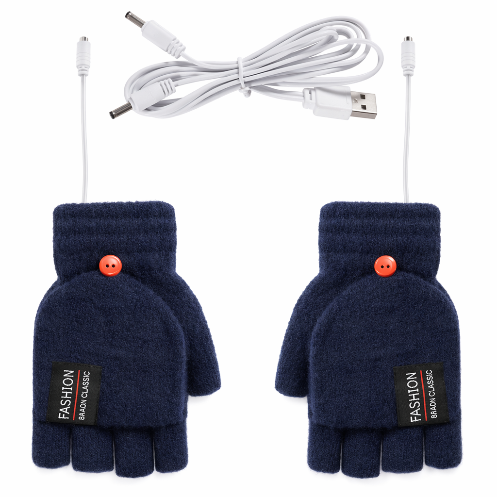 USB Convertible Heating Gloves Navy