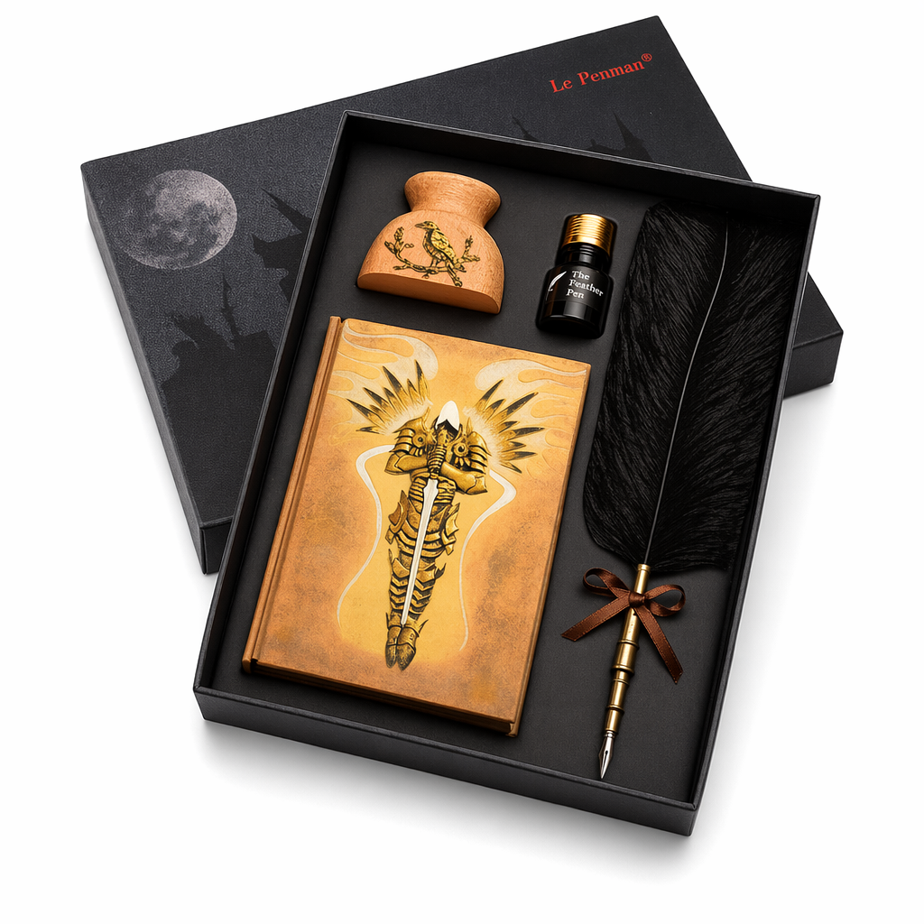 Medieval Feather Pen Set with Journal Yellow