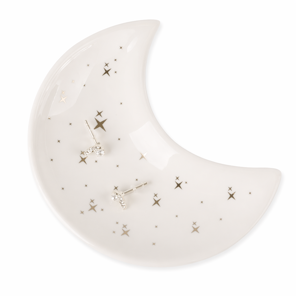 Moon-shaped Ceramic Jewelry Organizer White