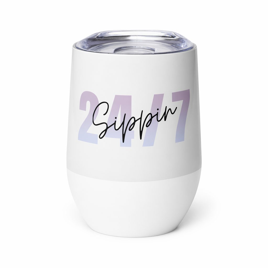 Gray Insulated Wine Tumbler for Hot or Cold Beverages - 12oz Default