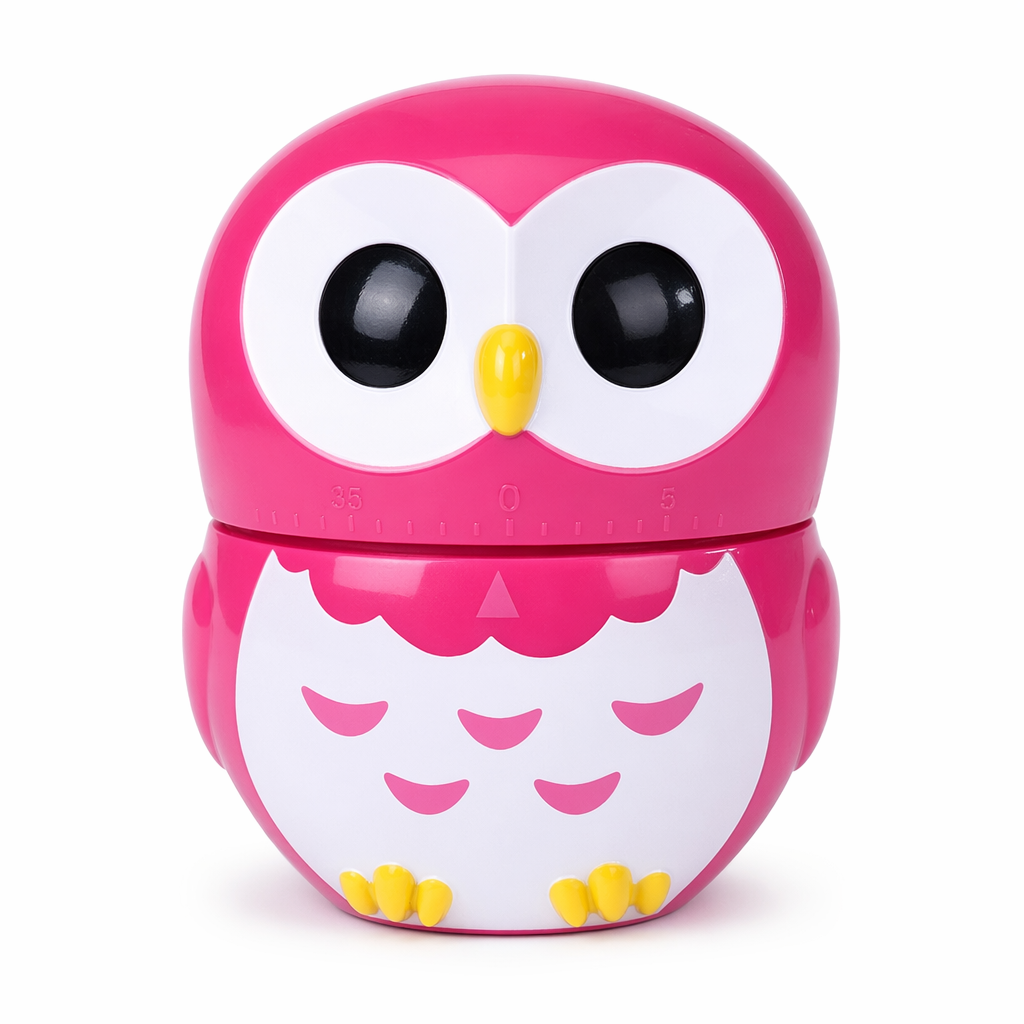 Cartoonish Owl Kitchen Timer Hot Pink