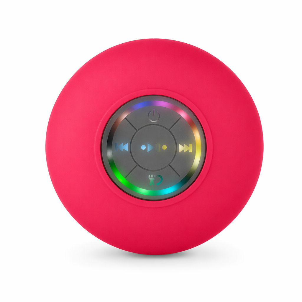 Compact Waterproof Bluetooth Speaker with RGB Lighting Red