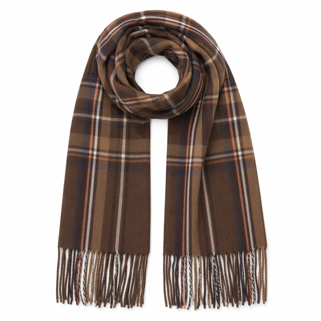 Traditional Plaid Gift Wrap Scarf Brown