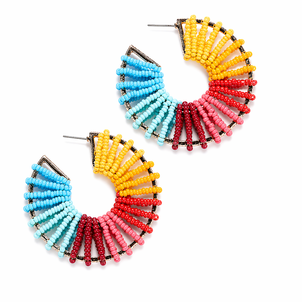 Colorful Round Beaded Earrings Multi