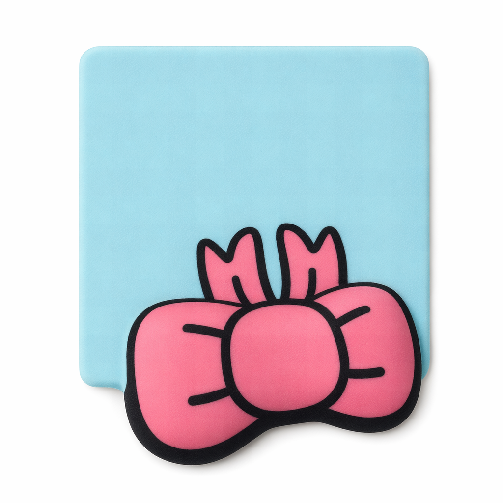 Kawaii Bow Tie Mouse Pad with Wrist Rest Sky Blue