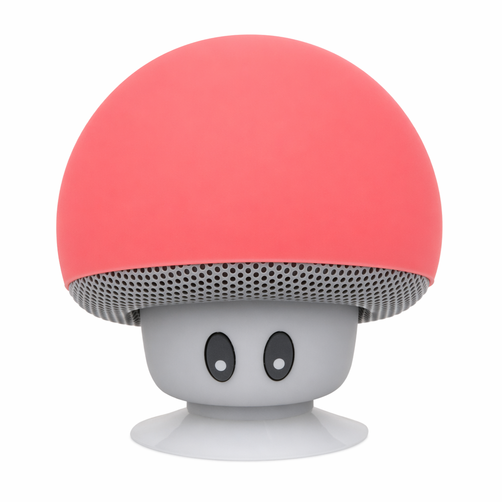 Suction Cup Mushroom Bluetooth Speakers with Wireless Portability and Integrated Microphone Red