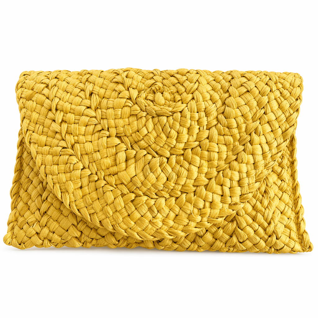 Summer Mini Straw Clutch: Embrace the Season in Style! Yellow