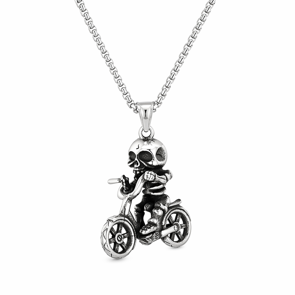 Bike Necklace with a Skeleton Design Default
