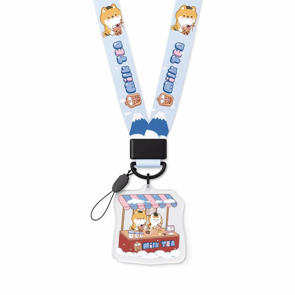 Cute Animal Lanyard with Charm Milk Tea x Fuji
