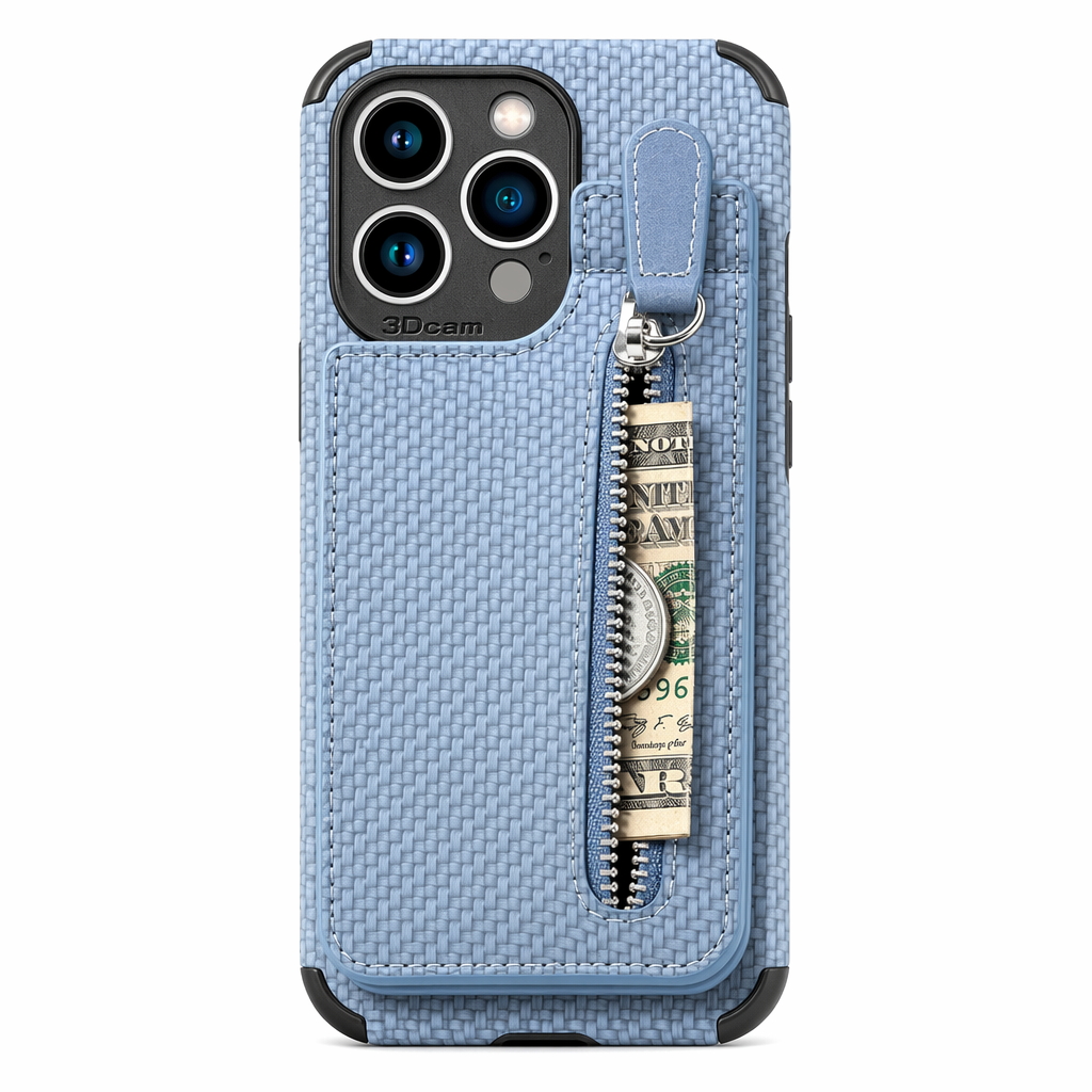 High-End Plant-Based Leather Wallet Case for iPhone Blue