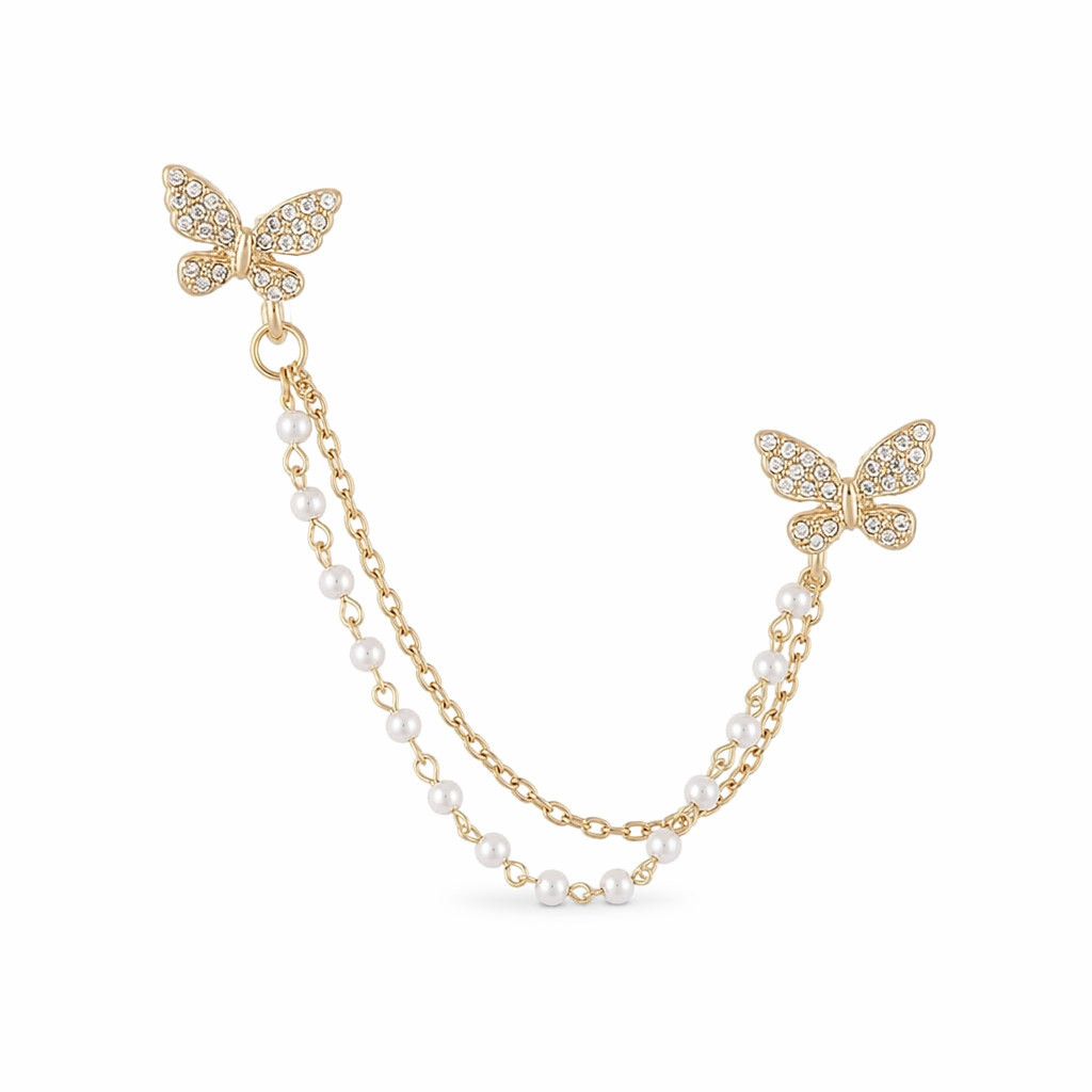 Faux Cuff Clip Drop Earring for a Striking Look Butterfly With Beads