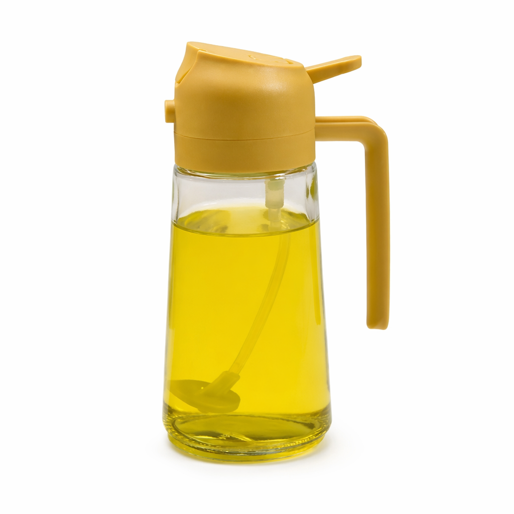 Two-in-One Oil Dispenser: Spray and Pour Functions Combined Orange