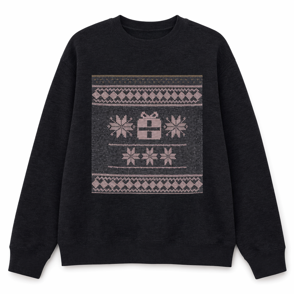 Festive Women's Faux Stitched Pullover for the Holidays Black