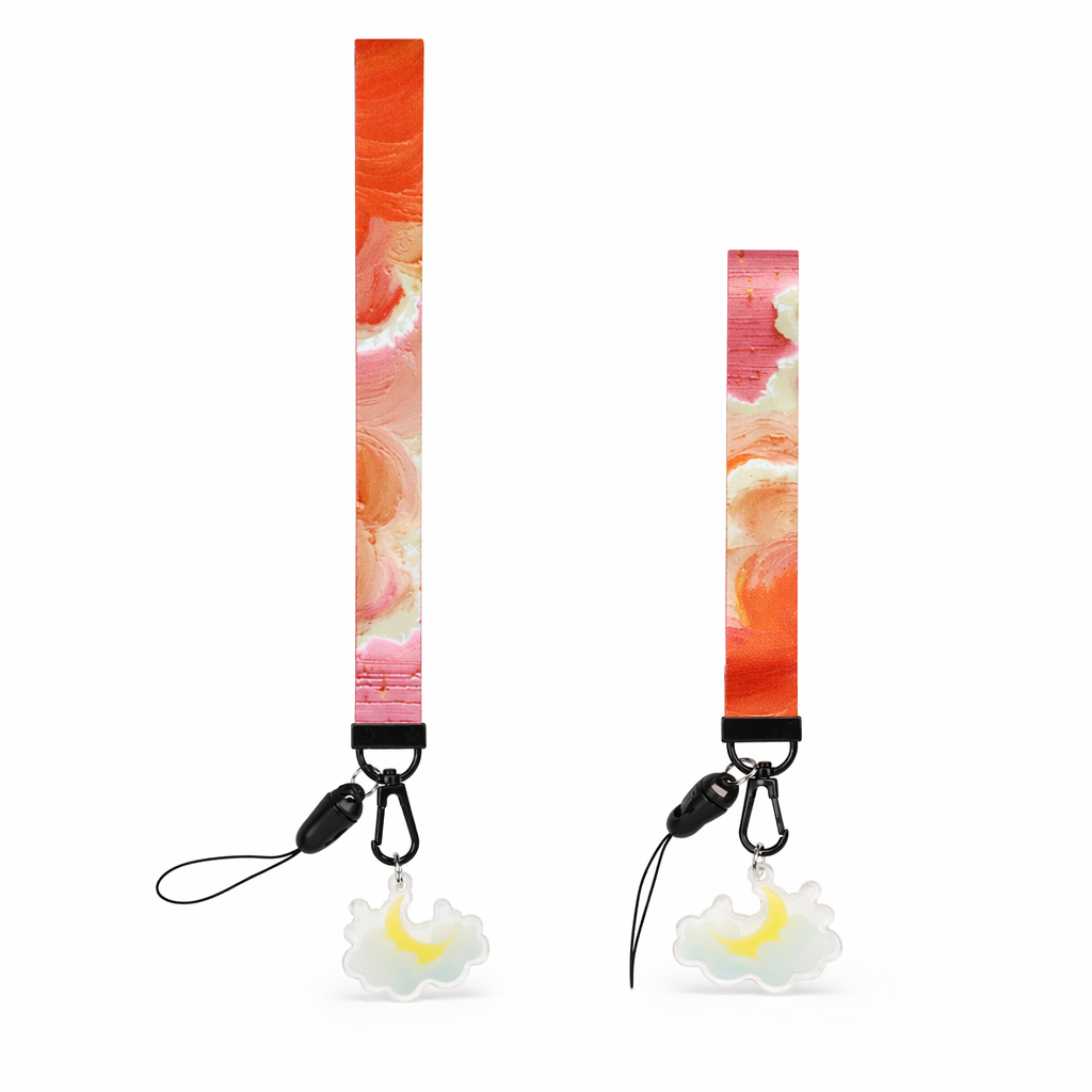 Sky Lanyard Keychains with Cloud Charm Pink