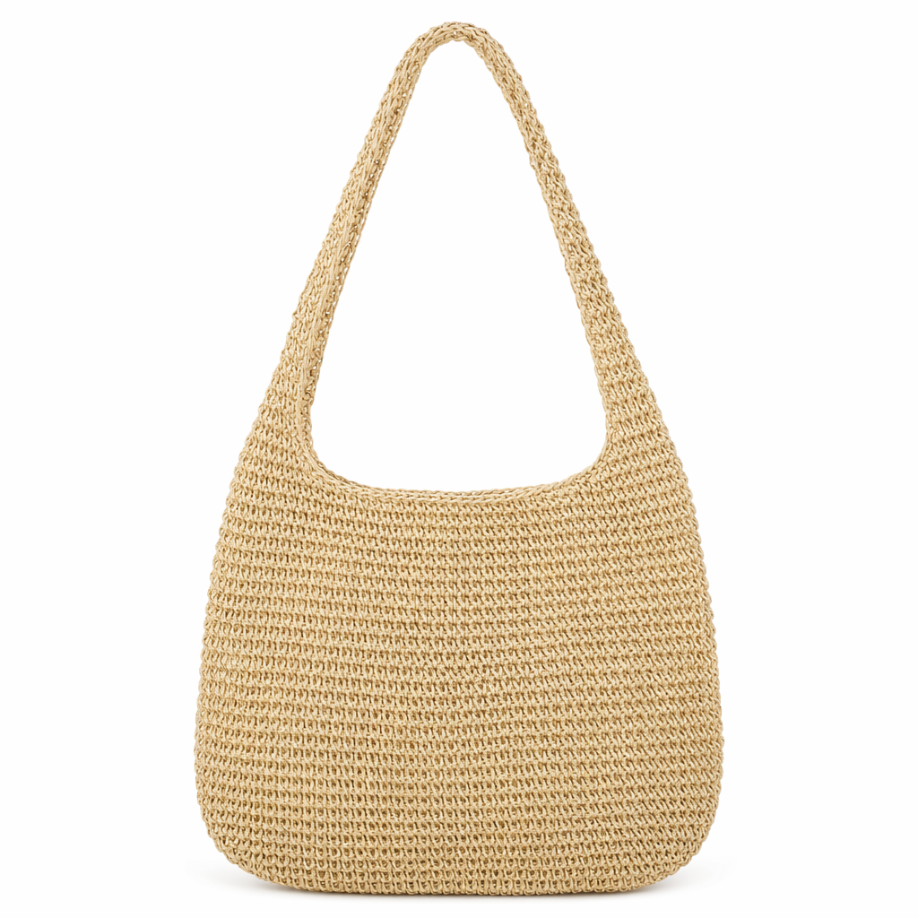 Boho Beach Shoulder Tote - Embrace the Carefree Vibes of Summer Beige