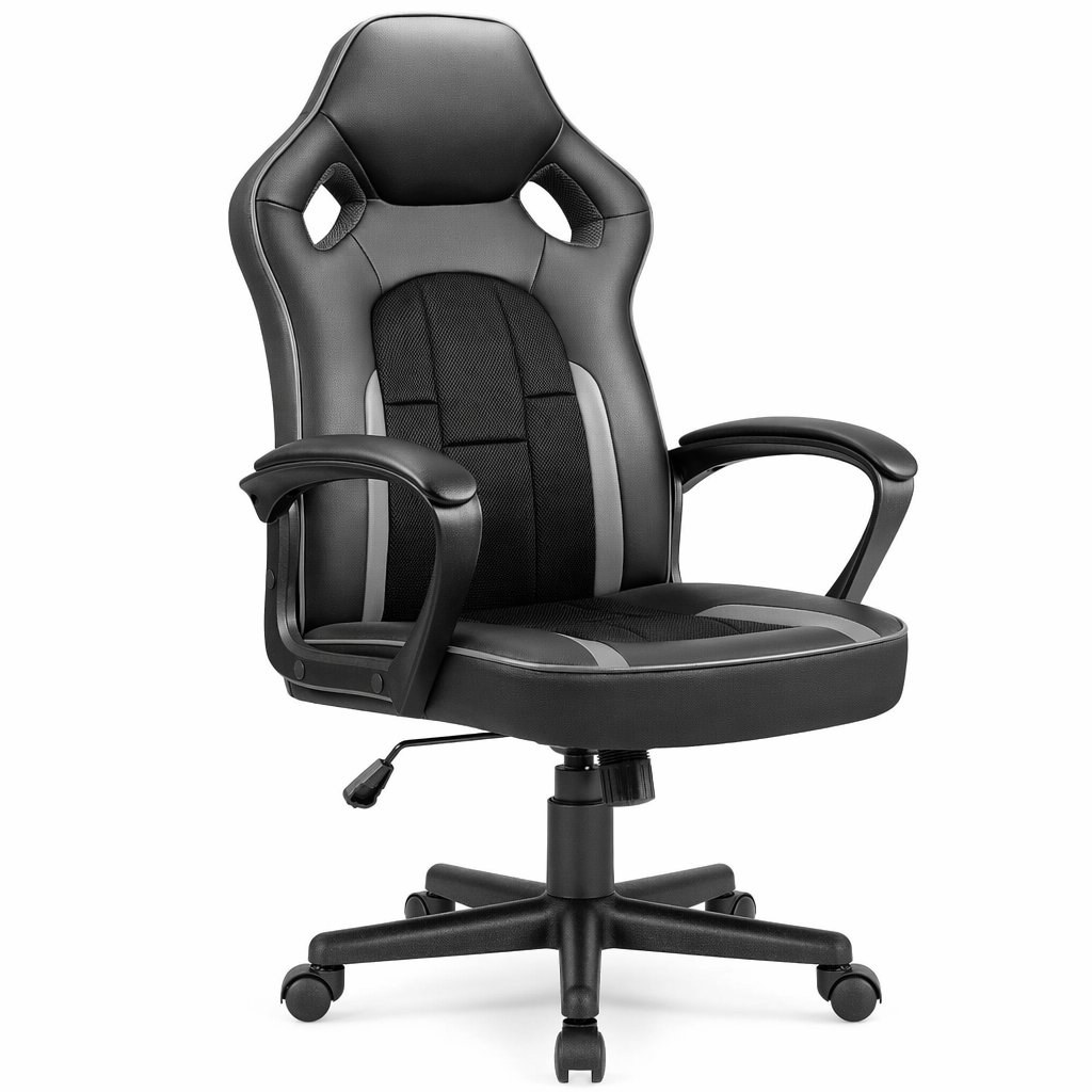 Dragon Faux Leather Gaming Chair for Racing Enthusiasts Gray