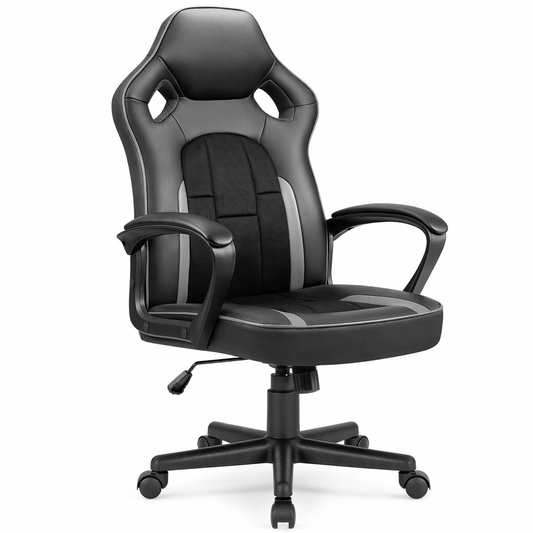 Dragon Faux Leather Gaming Chair for Racing Enthusiasts Gray