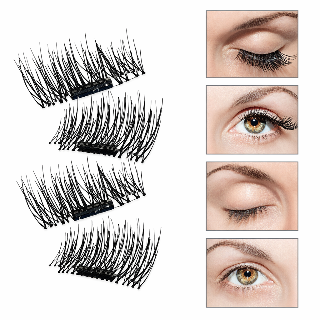 Two Sets of Magnetic False Eyelashes for Repeated Use in 3D Look Default