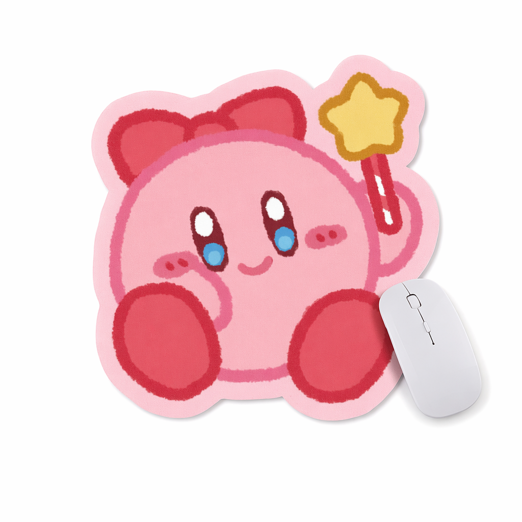 Kawaii Kirby Mouse Pads with Non-Slip Base Pink