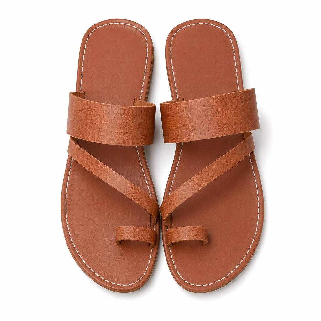 Summer Slippers for Women - Vegan Leather Footwear Brown