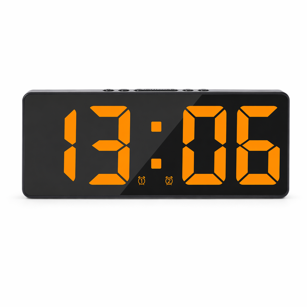 LED Temperature Schedule Reminder Clock Orange